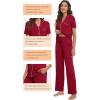 imageWiWi Viscose from Bamboo Pajamas Set for Women Soft Button Down Sleepwear Pj Lightweight Lounge Sets Loungewear SXXLBwine Red