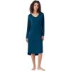 imageWiWi Bamboo Nightgowns for Women Soft Long Sleeve Sleep Shirt Sleepwear Comfy Loungewear Plus Size Nightshirts S4XApeacock Blue