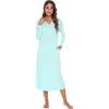 imageWiWi Nightgowns for Women Soft Sleepwear Long Sleeve Nightshirts Pajamas Gown Viscose from Bamboo Sleepwear SXXLAaqua