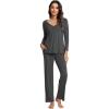 imageWiWi Pajama Sets for Women Soft Comfy Pjs Loungewear Lightweight Sleepwear with Pants Viscose from Bamboo Pajamas Set SXXLCharcoal Heather