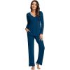 imageWiWi Pajama Sets for Women Soft Comfy Pjs Loungewear Lightweight Sleepwear with Pants Viscose from Bamboo Pajamas Set SXXLInk Blue