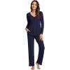 imageWiWi Pajama Sets for Women Soft Comfy Pjs Loungewear Lightweight Sleepwear with Pants Viscose from Bamboo Pajamas Set SXXLNavy