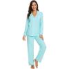 imageWiWi Viscose from Bamboo Pajamas Set for Women Soft Button Down Sleepwear Pj Lightweight Lounge Sets Loungewear SXXLAaqua
