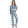 imageWiWi Viscose from Bamboo Pajamas Set for Women Soft Button Down Sleepwear Pj Lightweight Lounge Sets Loungewear SXXLAnavyGreen Plaid