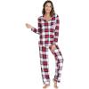 imageWiWi Viscose from Bamboo Pajamas Set for Women Soft Button Down Sleepwear Pj Lightweight Lounge Sets Loungewear SXXLAnavyRed Plaid