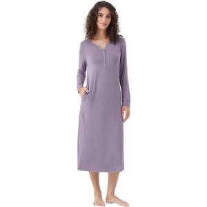 imageWiWi Nightgowns for Women Soft Sleepwear Long Sleeve Nightshirts Pajamas Gown Viscose from Bamboo Sleepwear SXXLAviolet