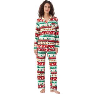 imageWiWi Viscose from Bamboo Pajamas Set for Women Soft Button Down Sleepwear Pj Lightweight Lounge Sets Loungewear SXXLAchristmas