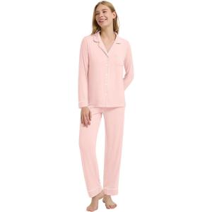 imageWiWi Viscose from Bamboo Pajamas Set for Women Soft Button Down Sleepwear Pj Lightweight Lounge Sets Loungewear SXXLAcream Pink