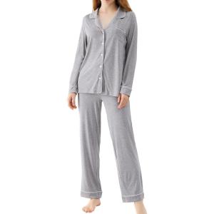 imageWiWi Viscose from Bamboo Pajamas Set for Women Soft Button Down Sleepwear Pj Lightweight Lounge Sets Loungewear SXXLAheather Grey