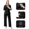 imageWiWi Maternity Nursing Pajama Set 2 Piece Bamboo Viscose Breastfeeding Pajamas Womens Pregnancy Sleepwear SXXLBlack