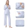 imageWiWi Maternity Nursing Pajama Set 2 Piece Bamboo Viscose Breastfeeding Pajamas Womens Pregnancy Sleepwear SXXLCream Blue