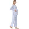 imageWiWi Maternity Nursing Pajama Set 2 Piece Bamboo Viscose Breastfeeding Pajamas Womens Pregnancy Sleepwear SXXLCream Blue