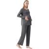 imageWiWi Maternity Nursing Pajama Set 2 Piece Bamboo Viscose Breastfeeding Pajamas Womens Pregnancy Sleepwear SXXLDark Heather Grey