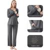 imageWiWi Maternity Nursing Pajama Set 2 Piece Bamboo Viscose Breastfeeding Pajamas Womens Pregnancy Sleepwear SXXLDark Heather Grey