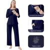 imageWiWi Maternity Nursing Pajama Set 2 Piece Bamboo Viscose Breastfeeding Pajamas Womens Pregnancy Sleepwear SXXLNavy