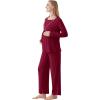 imageWiWi Maternity Nursing Pajama Set 2 Piece Bamboo Viscose Breastfeeding Pajamas Womens Pregnancy Sleepwear SXXLWine