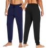 imageWiWi Mens Bamboo Viscose Pajama Jogger Pants 1 or 2 Pack Open Fly Lounge Bottoms Sleep Long Pj Joggers Sweatpant SXXLBblackNavy