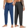 imageWiWi Mens Bamboo Viscose Pajama Jogger Pants 1 or 2 Pack Open Fly Lounge Bottoms Sleep Long Pj Joggers Sweatpant SXXLBcharcoal HeatherDark Blue