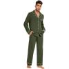 imageWiWi Mens Pajama Set Soft Sleepwear Button Down Pajamas Sets Classic Notch Collar Loungewear Viscose from Bamboo Pjs SXXLAdark Fence Green