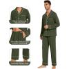 imageWiWi Mens Pajama Set Soft Sleepwear Button Down Pajamas Sets Classic Notch Collar Loungewear Viscose from Bamboo Pjs SXXLAdark Fence Green