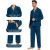 imageWiWi Mens Pajama Set Soft Sleepwear Button Down Pajamas Sets Classic Notch Collar Loungewear Viscose from Bamboo Pjs SXXLAink Blue