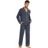 imageWiWi Mens Pajama Set Soft Sleepwear Button Down Pajamas Sets Classic Notch Collar Loungewear Viscose from Bamboo Pjs SXXLAmidnight Blue