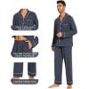 imageWiWi Mens Pajama Set Soft Sleepwear Button Down Pajamas Sets Classic Notch Collar Loungewear Viscose from Bamboo Pjs SXXLAmidnight Blue