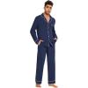 imageWiWi Mens Pajama Set Soft Sleepwear Button Down Pajamas Sets Classic Notch Collar Loungewear Viscose from Bamboo Pjs SXXLAnavy