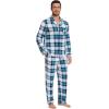 imageWiWi Mens Pajama Set Soft Sleepwear Button Down Pajamas Sets Classic Notch Collar Loungewear Viscose from Bamboo Pjs SXXLAnavyGreen Plaid