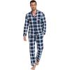 imageWiWi Mens Pajama Set Soft Sleepwear Button Down Pajamas Sets Classic Notch Collar Loungewear Viscose from Bamboo Pjs SXXLAnavyGreen Stripe Plaid