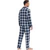 imageWiWi Mens Pajama Set Soft Sleepwear Button Down Pajamas Sets Classic Notch Collar Loungewear Viscose from Bamboo Pjs SXXLAnavyGreen Stripe Plaid