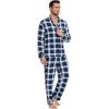 imageWiWi Mens Pajama Set Soft Sleepwear Button Down Pajamas Sets Classic Notch Collar Loungewear Viscose from Bamboo Pjs SXXLAnavyGreen Stripe Plaid