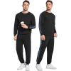 imageWiWi Mens Tracksuit Set Soft Breathable 2 Piece Jogger Outfit Modal Cotton Pullover Jogging Sweatsuits SXXLBlack