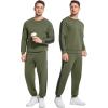 imageWiWi Mens Tracksuit Set Soft Breathable 2 Piece Jogger Outfit Modal Cotton Pullover Jogging Sweatsuits SXXLOlive Green