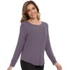 imageWiWi Womens Long Sleeve Tops Casual Viscose from Bamboo Loungewear Crew Neck Tunic Tops Soft Women Shirt SXXLAdark Purplish Grey