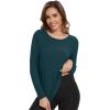 imageWiWi Womens Long Sleeve Tops Casual Viscose from Bamboo Loungewear Crew Neck Tunic Tops Soft Women Shirt SXXLAdeep Teal