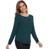 imageWiWi Womens Long Sleeve Tops Casual Viscose from Bamboo Loungewear Crew Neck Tunic Tops Soft Women Shirt SXXLAdeep Teal