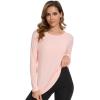 imageWiWi Womens Long Sleeve Tops Casual Viscose from Bamboo Loungewear Crew Neck Tunic Tops Soft Women Shirt SXXLApale Pink