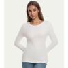 imageWiWi Womens Long Sleeve Tops Casual Viscose from Bamboo Loungewear Crew Neck Tunic Tops Soft Women Shirt SXXLBmilky White