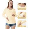 imageWiWi Womens Maternity Pajamas Top Viscose from Bamboo Pjs for Breastfeeding Long Sleeve Nursing Loungewear Pajamas SXXLCream