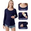 imageWiWi Womens Maternity Pajamas Top Viscose from Bamboo Pjs for Breastfeeding Long Sleeve Nursing Loungewear Pajamas SXXLNavy
