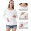 imageWiWi Womens Maternity Pajamas Top Viscose from Bamboo Pjs for Breastfeeding Long Sleeve Nursing Loungewear Pajamas SXXLRaw White