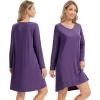 imageWiWi Womens Nightgown Soft Ribbed Long Sleeve Nightshirt Bamboo Viscose VNeck Sleepwear Casual Sleep Shirt SXXLDark Purple