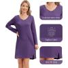 imageWiWi Womens Nightgown Soft Ribbed Long Sleeve Nightshirt Bamboo Viscose VNeck Sleepwear Casual Sleep Shirt SXXLDark Purple