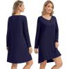 imageWiWi Womens Nightgown Soft Ribbed Long Sleeve Nightshirt Bamboo Viscose VNeck Sleepwear Casual Sleep Shirt SXXLNavy