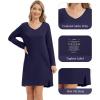 imageWiWi Womens Nightgown Soft Ribbed Long Sleeve Nightshirt Bamboo Viscose VNeck Sleepwear Casual Sleep Shirt SXXLNavy