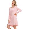 imageWiWi Womens Nightgown Soft Ribbed Long Sleeve Nightshirt Bamboo Viscose VNeck Sleepwear Casual Sleep Shirt SXXLPeach Pink