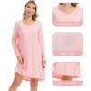 imageWiWi Womens Nightgown Soft Ribbed Long Sleeve Nightshirt Bamboo Viscose VNeck Sleepwear Casual Sleep Shirt SXXLPeach Pink