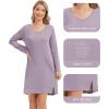 imageWiWi Womens Nightgown Soft Ribbed Long Sleeve Nightshirt Bamboo Viscose VNeck Sleepwear Casual Sleep Shirt SXXLPurple Sage