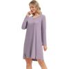 imageWiWi Womens Nightgown Soft Ribbed Long Sleeve Nightshirt Bamboo Viscose VNeck Sleepwear Casual Sleep Shirt SXXLPurple Sage